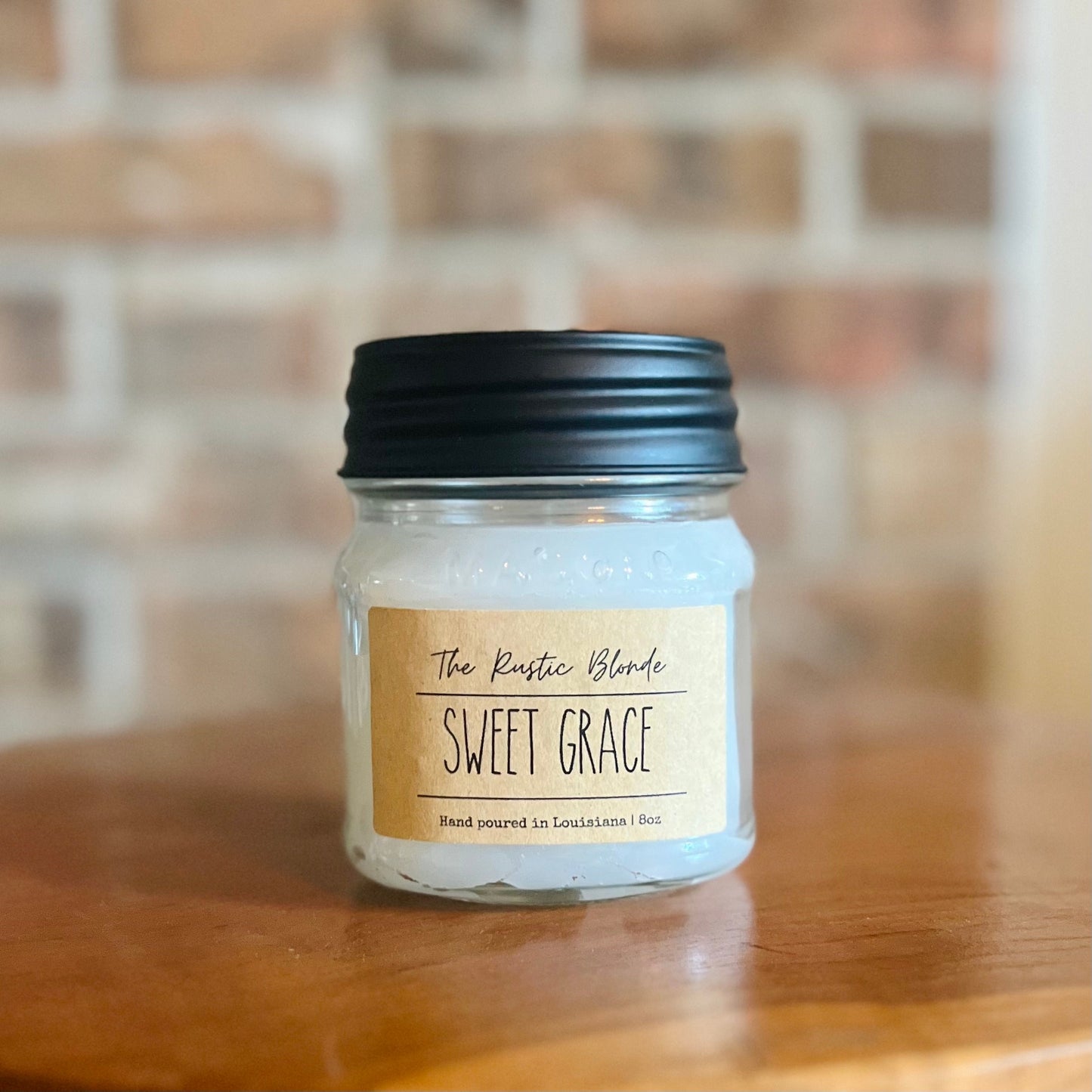 Sweet Grace Mason Jar Candle | Hand-poured Candles | 8 oz Mason Jar Candle
