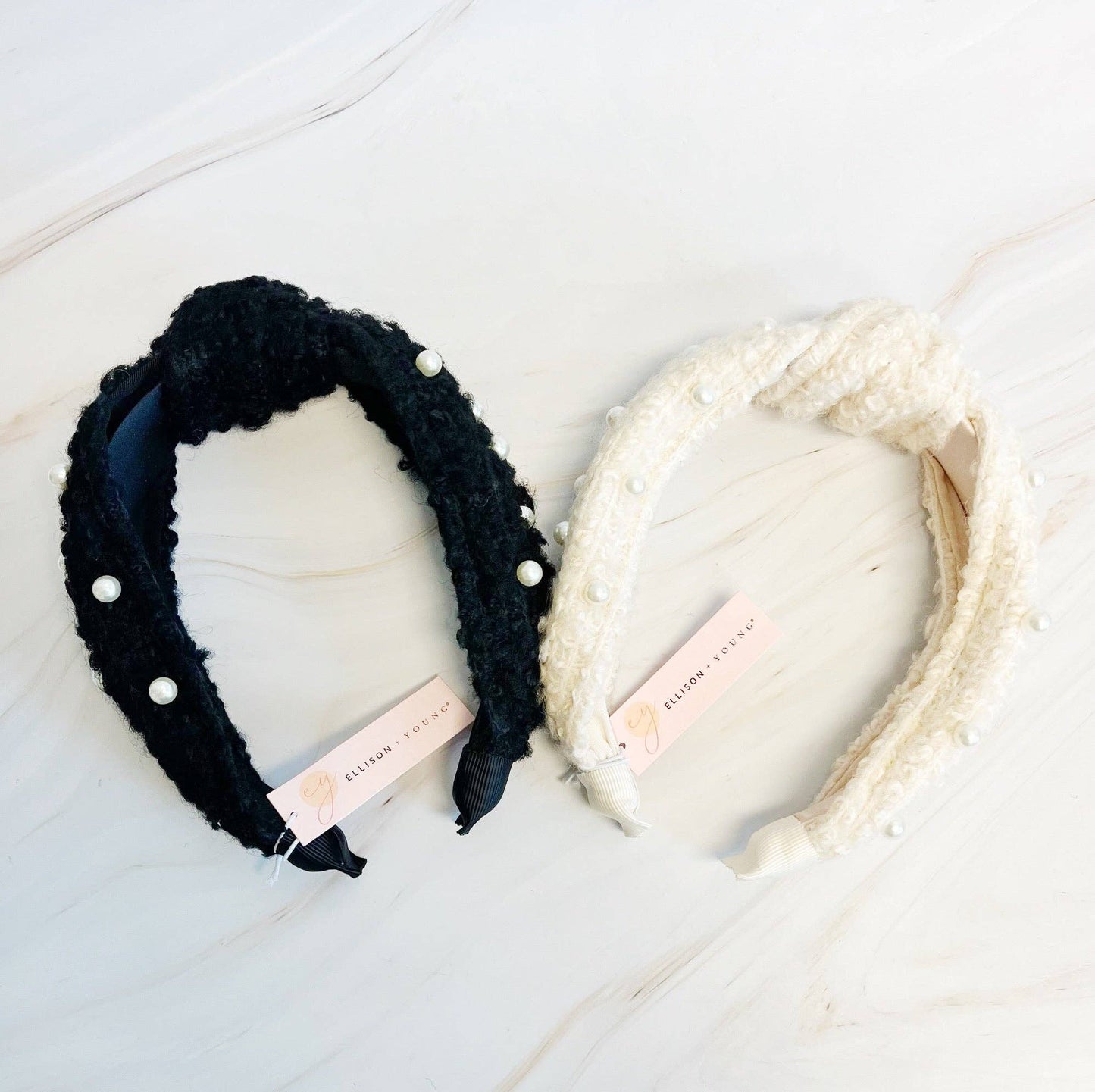 Pearl And Tweed Knotted Headband - Black