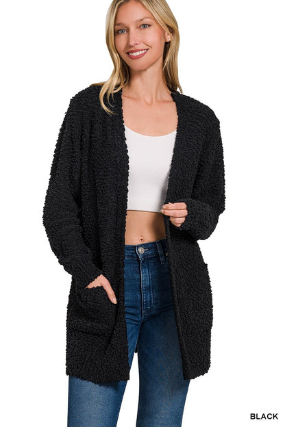 Wendy Popcorn Cardigan - Black