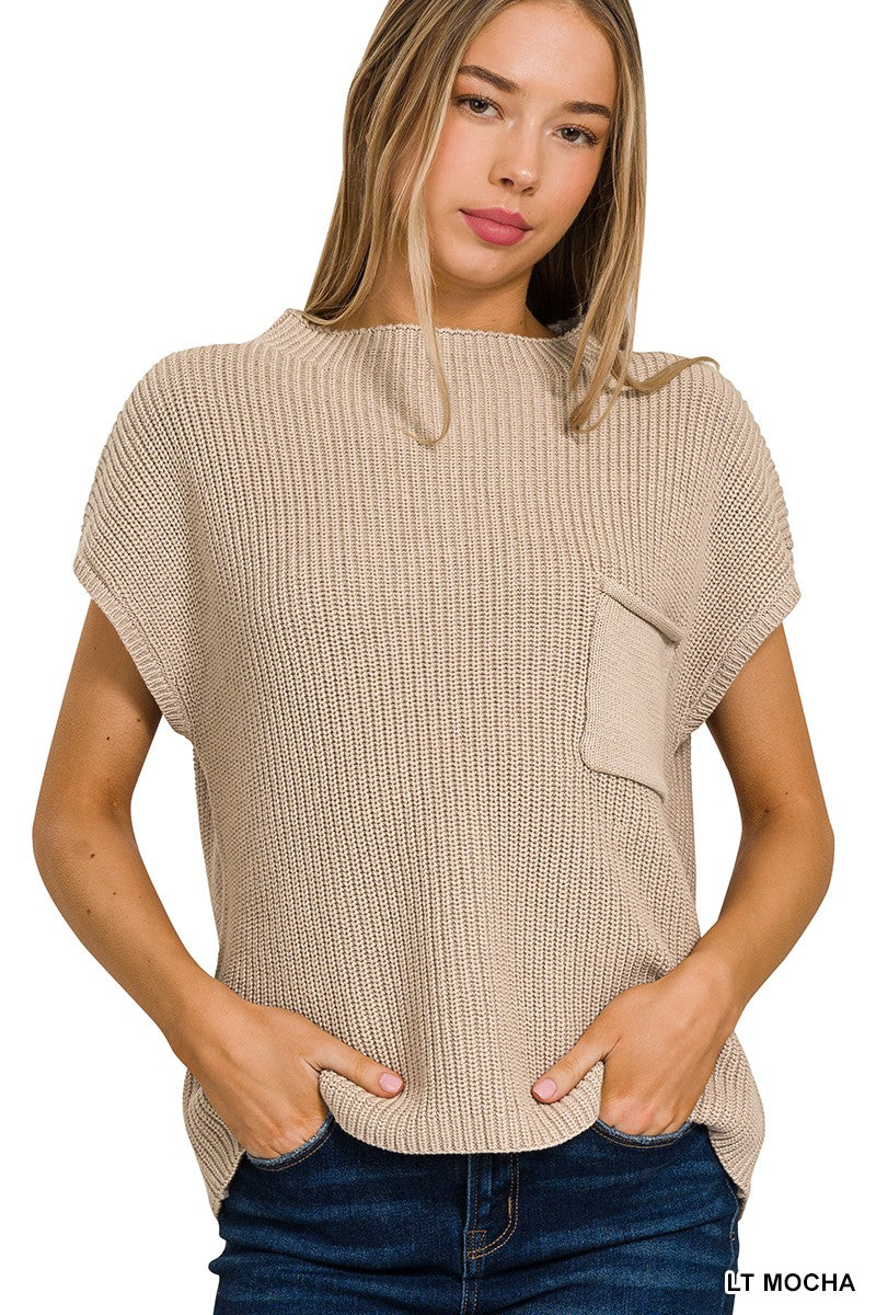 Nina Short Sleeve Sweater - Mocha