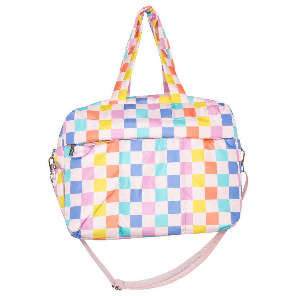 Multicolored Checkerprint Weekend Duffle Bag