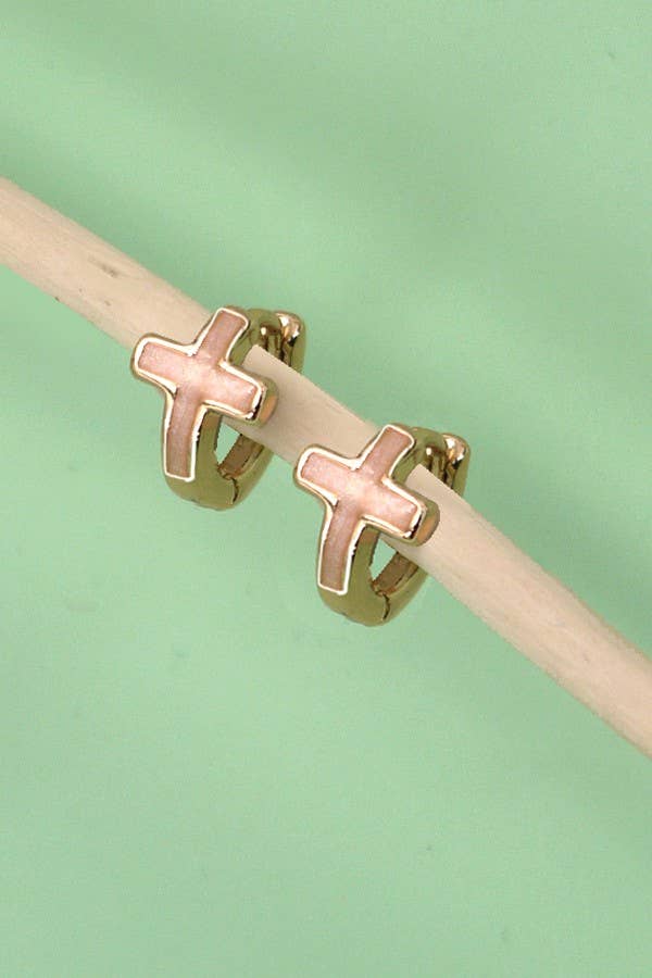 Huggie Cross Hoop Earring