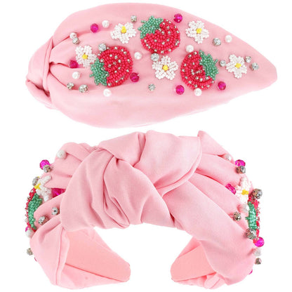 Kawaii Strawberry Beaded Mix Top Knotted Headband