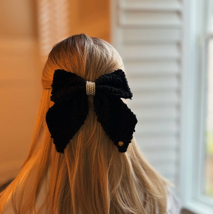 Lovely Tweed Bow Hair Clip - Cream