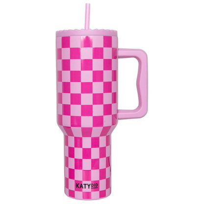 Pink Checker Stainless Steel Tumbler