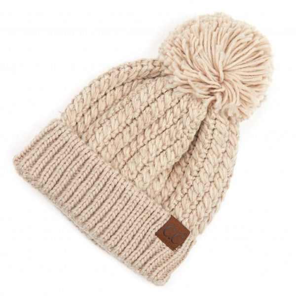 Cable Knit Pom Beanie