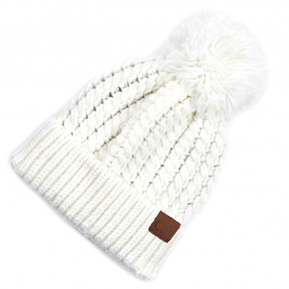 Cable Knit Pom Beanie