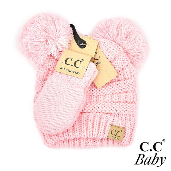 Baby Hat Mitten Set - Pink