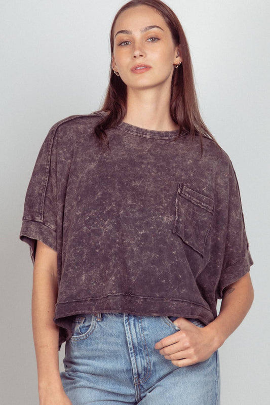 Oversized Washed Black Crop