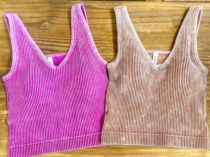 June Ribbed Padded Tank | Plum