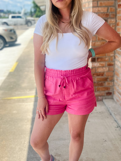 Breezy Linen Shorts | Pink