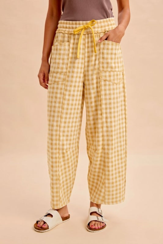 Yellow Checkered Knit Pants