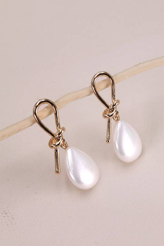 Opal Teardrop Bow Earrings