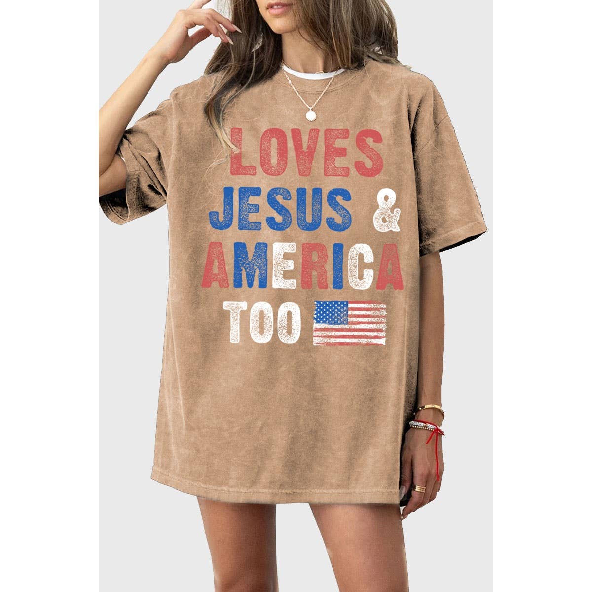 LOVE JESUS N AMERICA TOO MINERAL GRAPHIC TEE