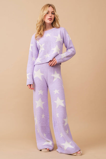 Soft Cozy Star Print Sweater with Pants