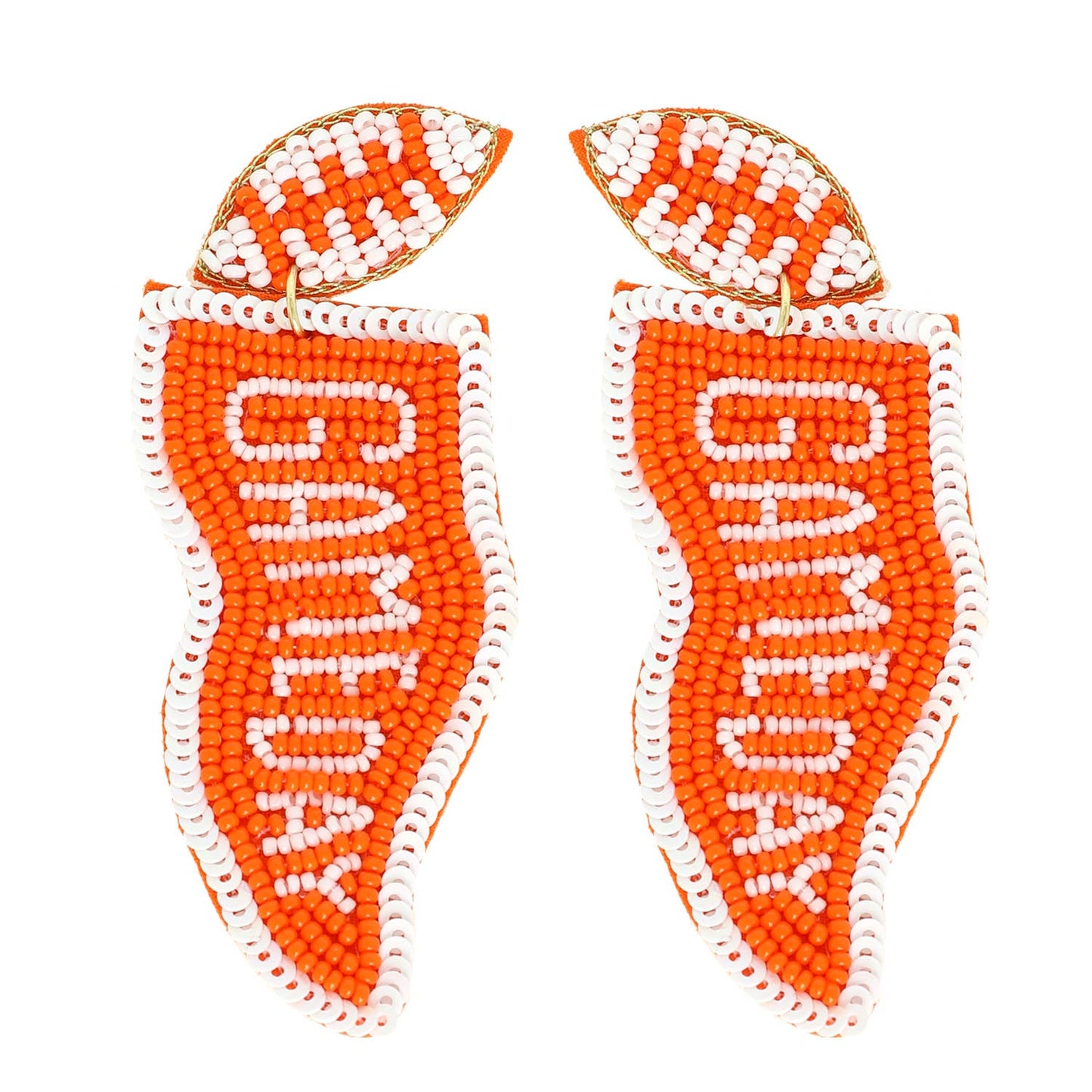 Game Day Letter Beaded Sequins Flag Post Earrings : Purple