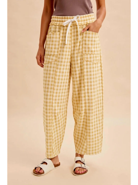 Yellow Checkered Knit Pants