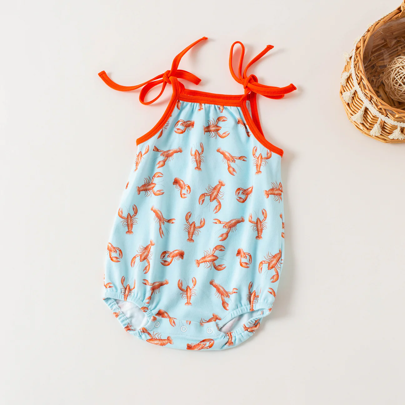 Pinch & Peel Organic Cotton Crawfish Shoulder-Tie Onesie