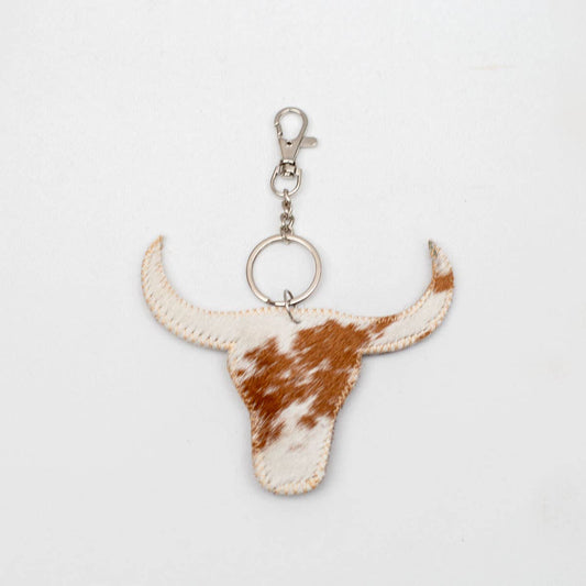 Longhorn Hide Keychain Clip   Brown Jersey   4x4