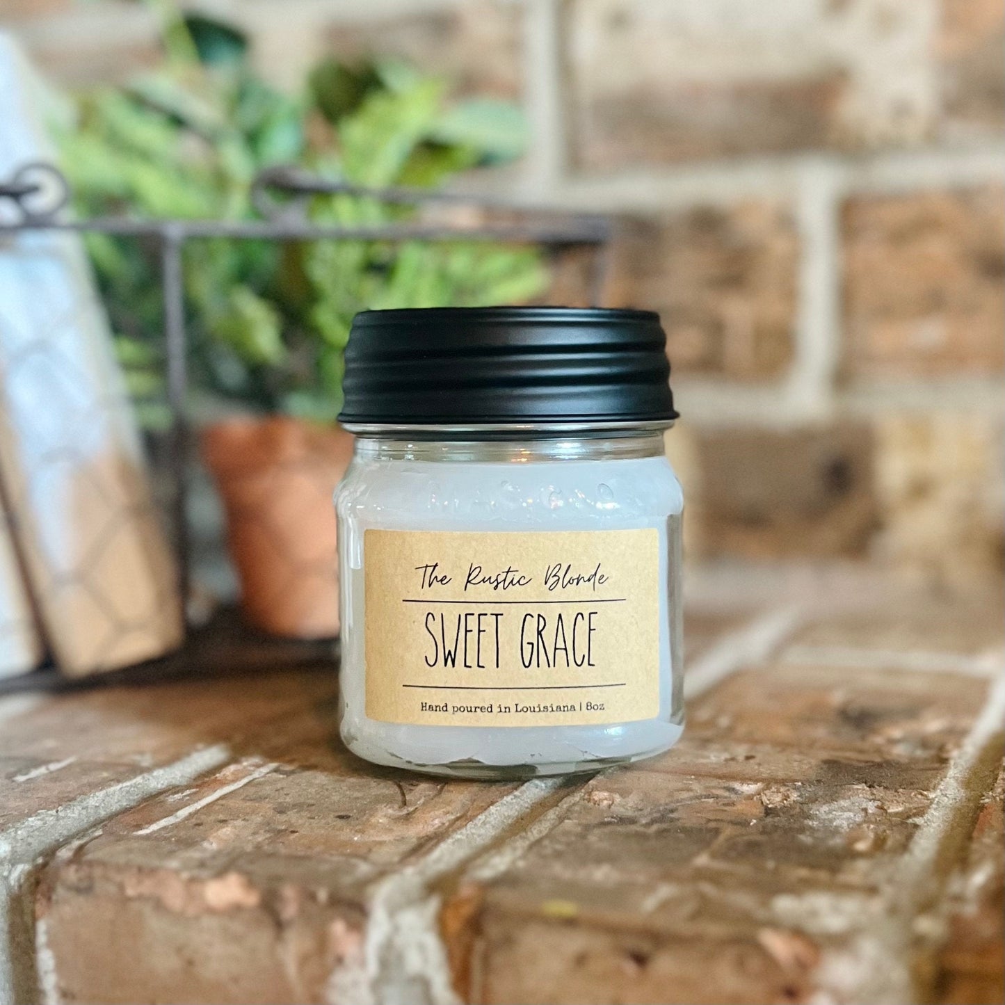Sweet Grace Mason Jar Candle | Hand-poured Candles | 8 oz Mason Jar Candle