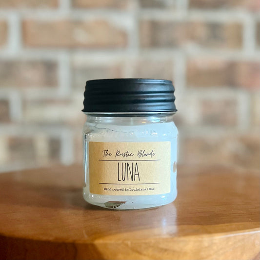 Luna Mason Jar Candle | Hand-poured Candles | 8 oz Mason Jar Candle